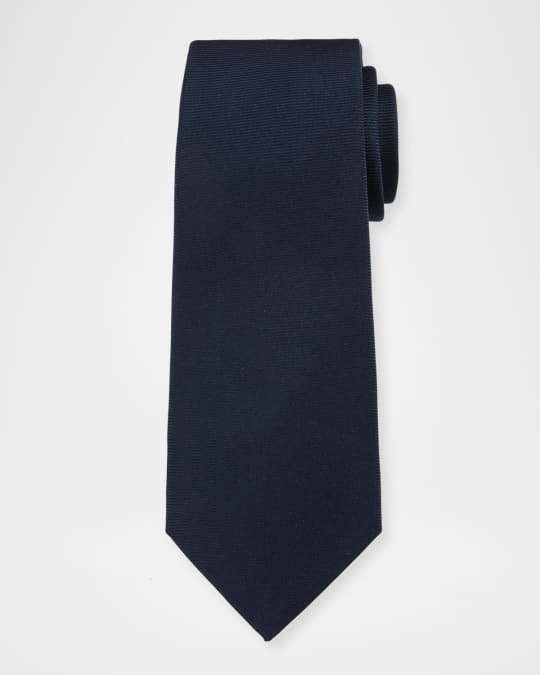 Kitonネクタイ Kiton Solid Silk Twill Tie, Navy | Neiman Marcus