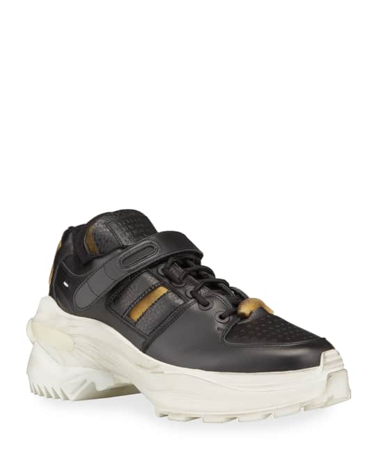Maison Margiela Men's Retrofit Leather Trainer Sneakers with Dirty