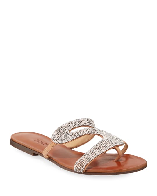 Schutz Noemi Embellished Flat Slide Sandals | Neiman Marcus