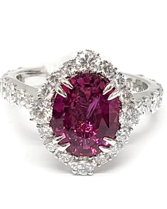 18K White Gold Ruby and Diamond Ring, Size 6