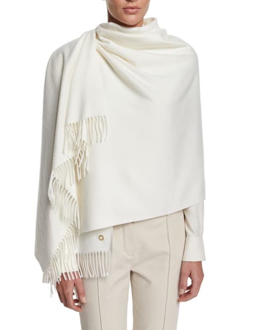 Loro Piana Cashmere Fringe-Trim Opera Stole | Neiman Marcus