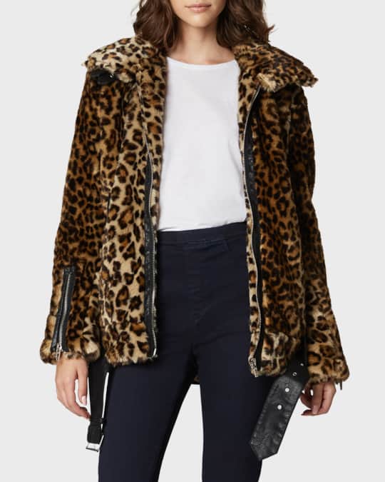 Blank nyc faux fur leopard print coat clearance