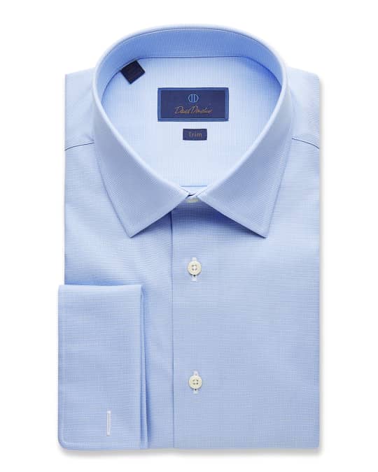 david donahue french cuff dress shirts David Donahue Trim Fit Horizontal Rib French Cuff Formal Shirt 15 x 32/33