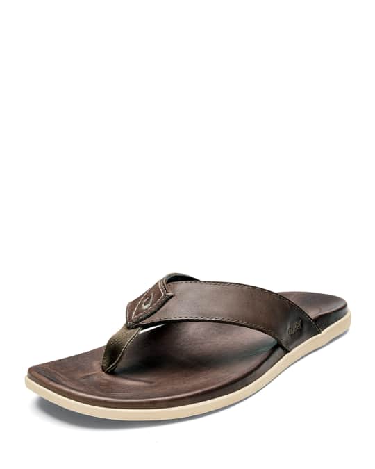 Olukai Men's Nalukai Leather Flip-Flop Sandals | Neiman Marcus