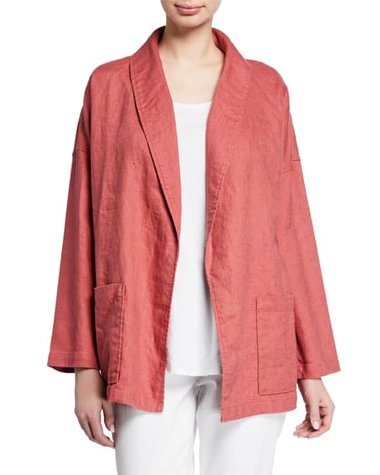 Eileen fisher organic 2025 linen shawl collar jacket