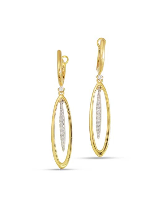 18k Oval & Diamond Dangle Earrings