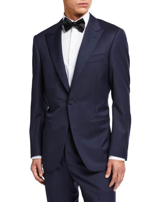 Canali Wool Two-Piece Tuxedo Suit with Satin Peak Lapel | Neiman Marcus