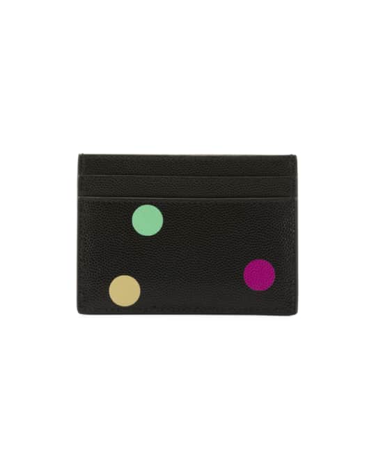 Saint Laurent YSL Monogram Polka Dot Flat Card Case Neiman Marcus
