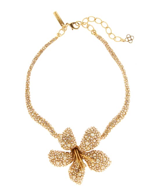 Oscar de la Renta Pave Crystal Flower Necklace | Neiman Marcus