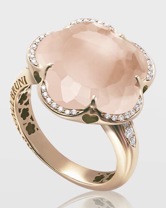 Pasquale Bruni Bon Ton 18k Rose Quartz Ring with Diamonds | Neiman Marcus