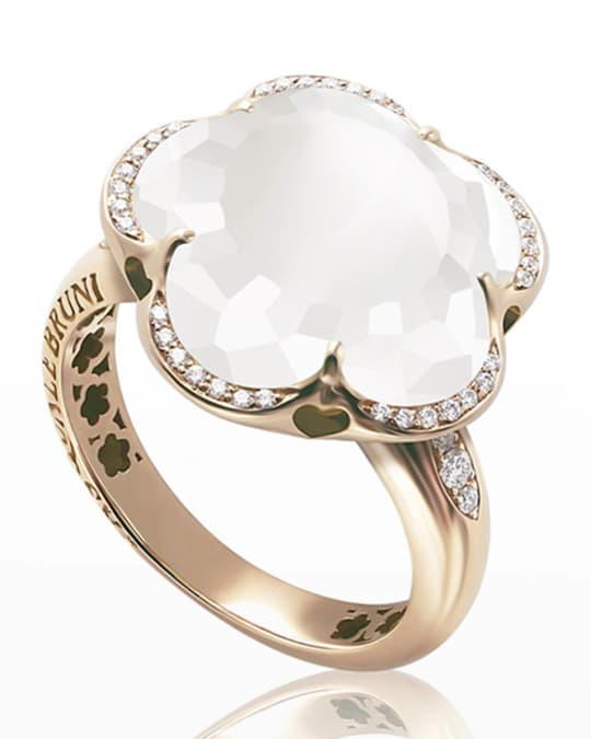 Pasquale Bruni Bon Ton 18k Rose Gold Quartz Ring w/ Diamonds, Size 6.25 ...