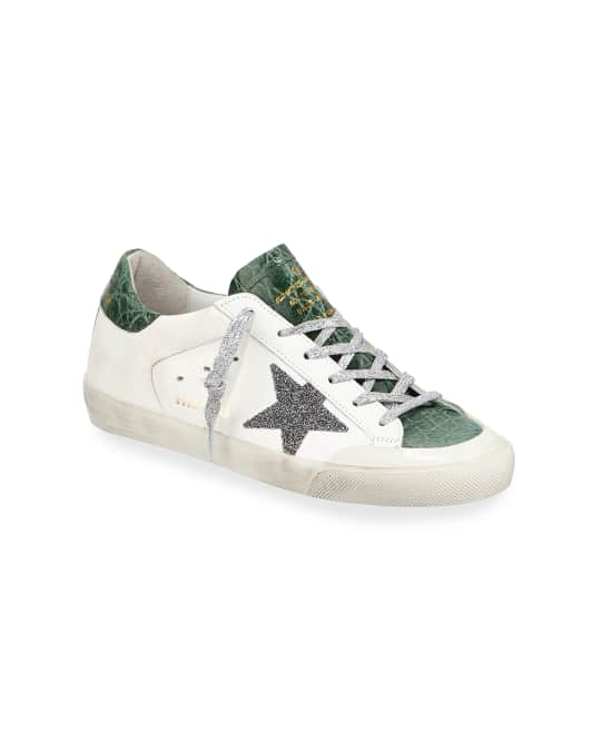 Golden Goose Superstar Crystal Crocodile Low-Top Sneakers | Neiman Marcus