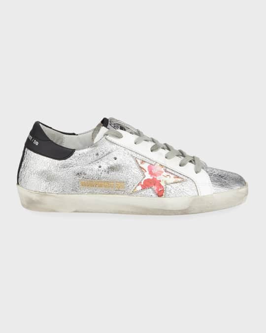 Golden Goose Superstar Crinkled Metallic Leather Sneakers Neiman