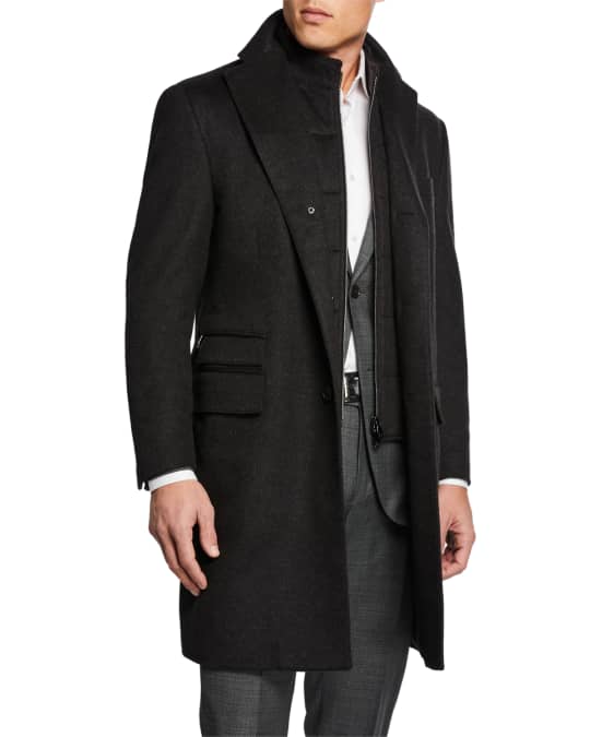 Corneliani Men's ID Wool Top Coat, Gray Neiman Marcus