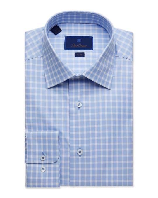 nordstrom rack trim fit dress shirt Nordstrom Rack Trim-fit Non-Iron Men's 14.5 32/33 Blue Geometric Pattern  Shirt!!