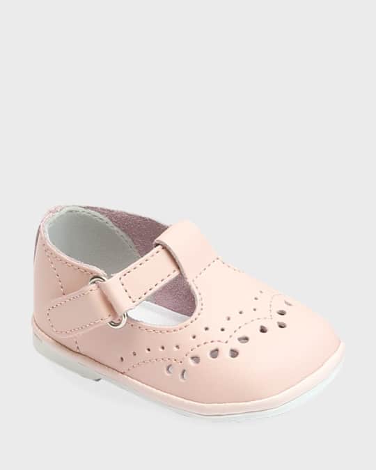 Girl's Birdie Leather T-Strap Brogue Mary Jane, Baby