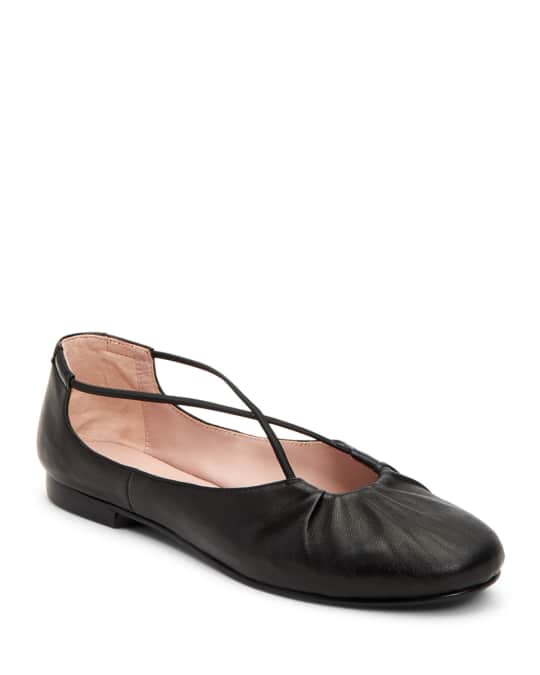 Taryn Rose Collection Alessandra Cross-Strap Leather Ballet Flats ...