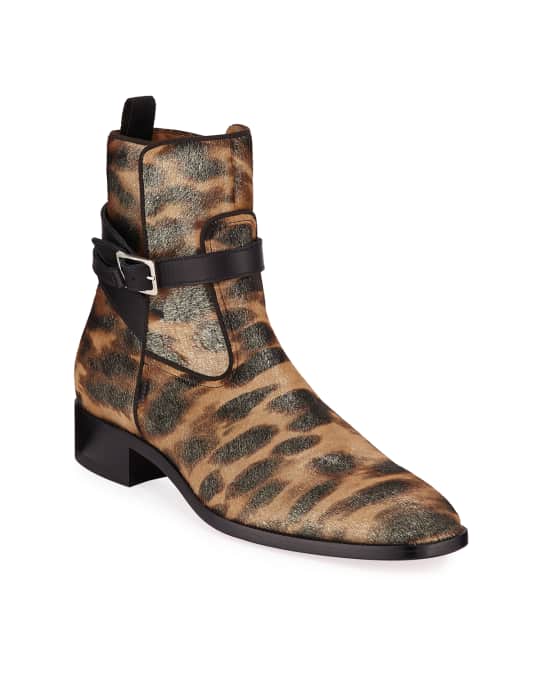 Men's leopard chelsea on sale boots
