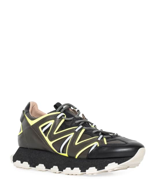 Lanvin Men's Running Sneakers in Leather and Reflective Colorblock ...