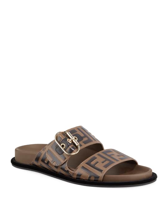 Fendi Leather FF Slide Sandals | Neiman Marcus