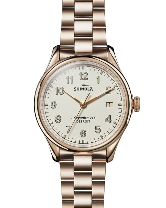 Shinola 38mm Vinton Bracelet Watch White Champagne Neiman Marcus