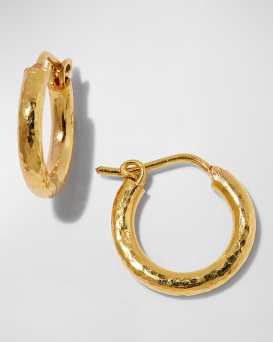 Big Baby Hammered 19k Gold Hoop Earrings 1 2