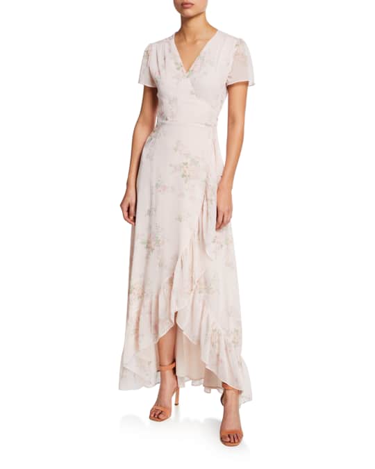 The Natasha Cap Sleeve Floral Wrap Maxi Dress