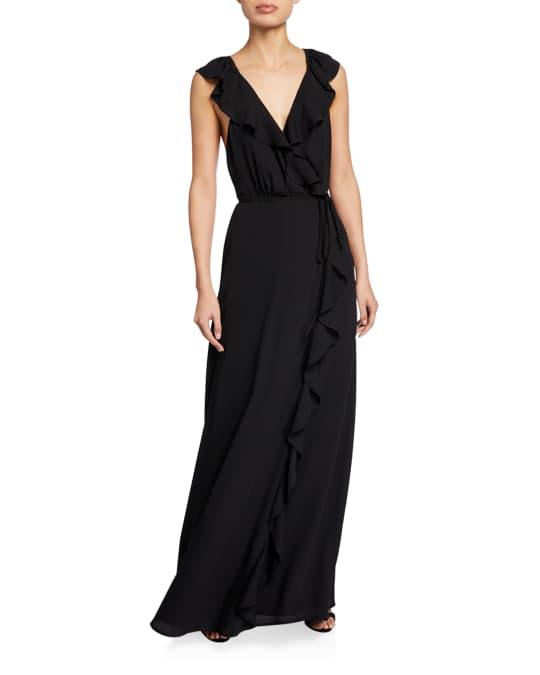 WAYF The Elise Open-Back Ruffle Wrap Gown | Neiman Marcus