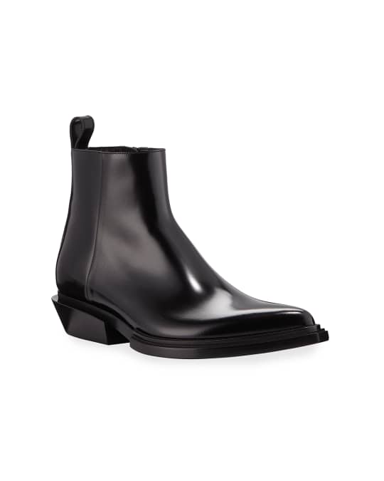 Balenciaga Men's Santiag Shiny Calfskin Boots | Neiman Marcus