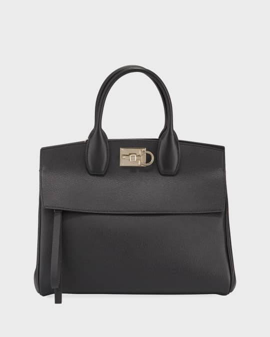Ferragamo Studio Medium Grainy Leather Satchel Bag | Neiman Marcus