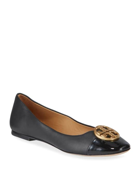 Tory Burch Chelsea Cap-Toe Leather Ballet Flats | Neiman Marcus