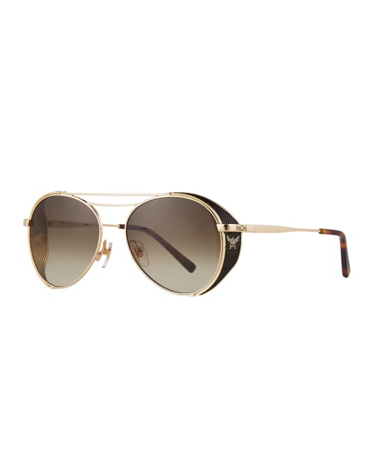 MCM Mirrored Aviator Sunglasses w/ Side Blinders Neiman Marcus