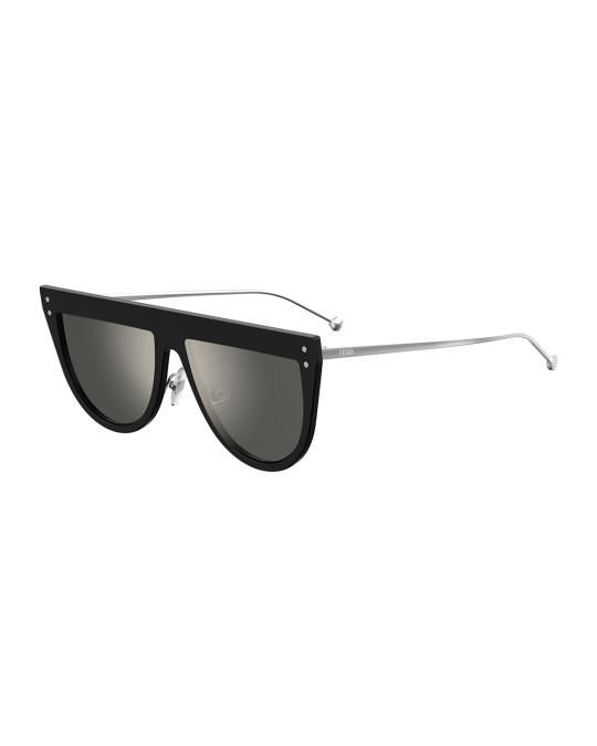 Fendi Flat-Top Mirrored Shield Sunglasses | Neiman Marcus display picture 1