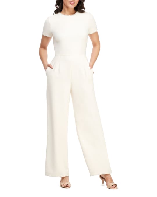 Gal meets glam online pearl trim jumpsuit