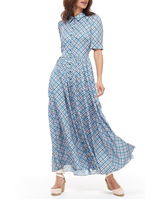 Gal Meets Glam Collection Plaid Button-Down Short-Sleeve Maxi Dress ...