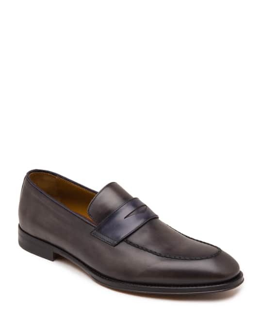 Bruno Magli Men's Fanetta Burnished Leather Penny Loafers | Neiman Marcus