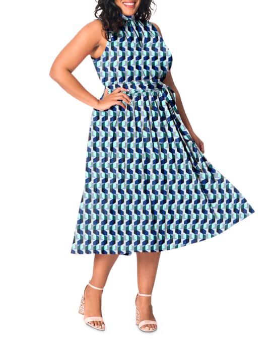 Leota Plus Size Mindy Printed Sleeveless Midi Dress Neiman Marcus