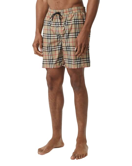 Burberry Men's Guildes Signature Check Swim Trunks Neiman Marcus