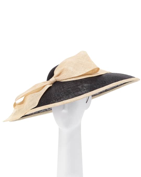 Rachel Trevor Morgan Two-Tone Natural Straw Derby Hat | Neiman Marcus