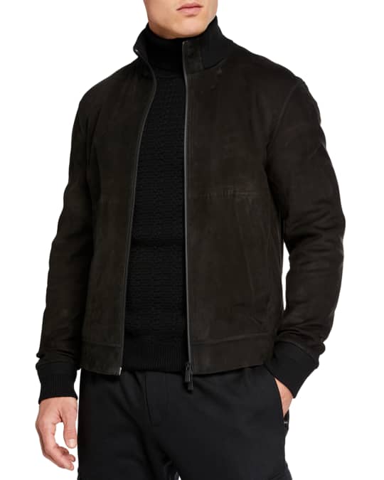 Men's Full-Zip Nubuck Leather Jacket