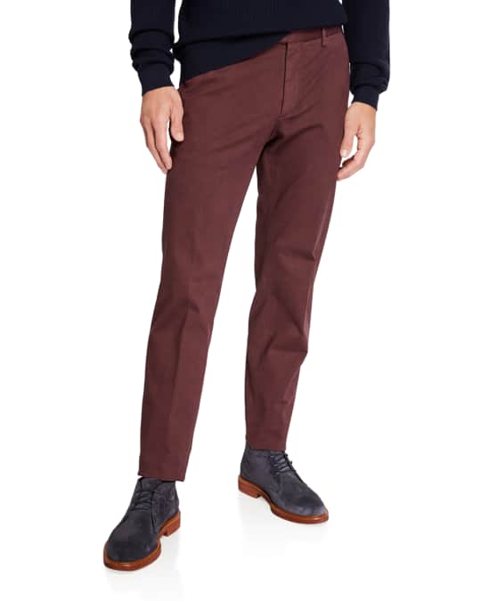 ZEGNA Men's Garment-Dyed Tab Twill Trim-Fit Pants | Neiman Marcus