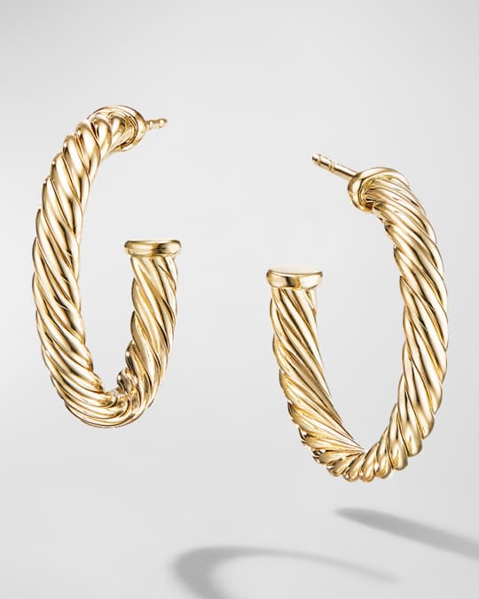 David Yurman Cablespira Hoop Earrings in 18K Gold, 0.75