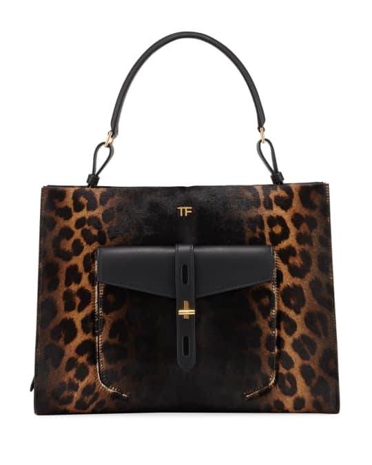 TOM FORD Rialto Medium Leopard Top-Handle Bag | Neiman Marcus