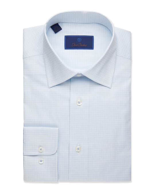 Men's Grid-Textured Regular-Fit Dress Shirt