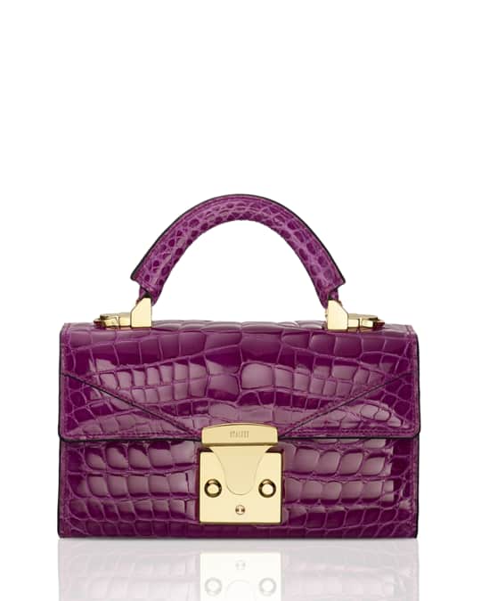STALVEY Glossy Crocodile Mini Top-Handle Bag, Pink | Neiman Marcus