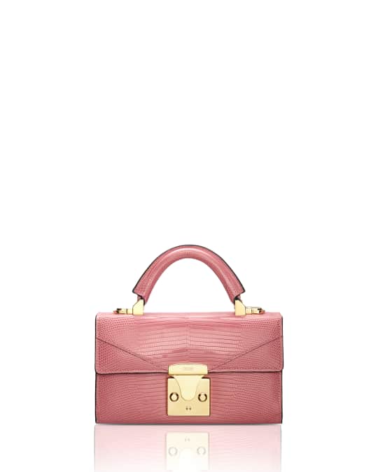 STALVEY Lizard Mini Top Handle Bag, Pink | Neiman Marcus