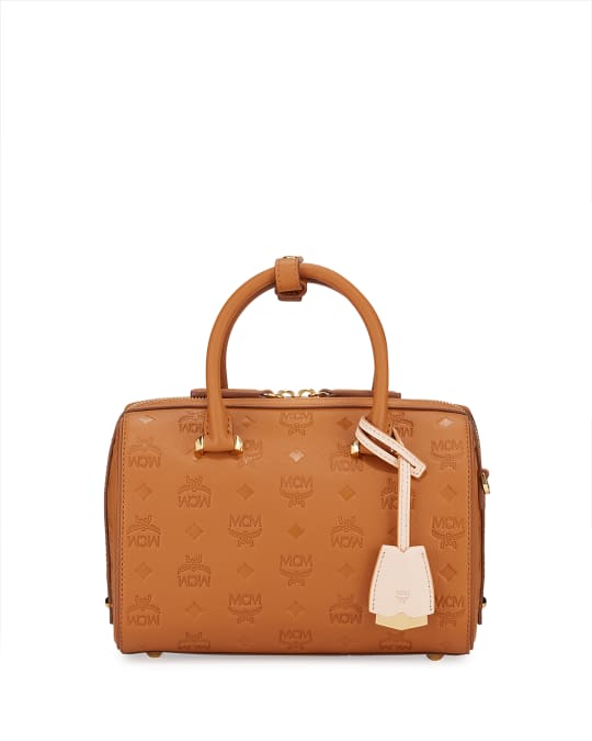 MCM Essentials 23 Monogram Leather Boston Bag Neiman Marcus