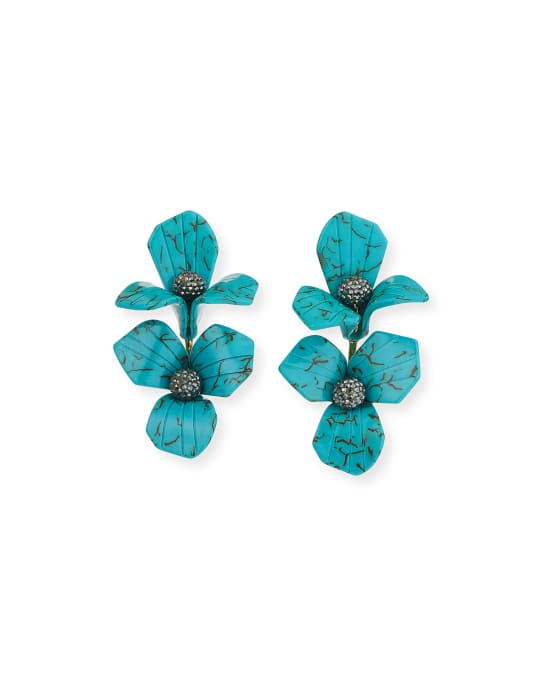 Lele Sadoughi Trillium Bouquet Drop Earrings, Turquoise | Neiman Marcus
