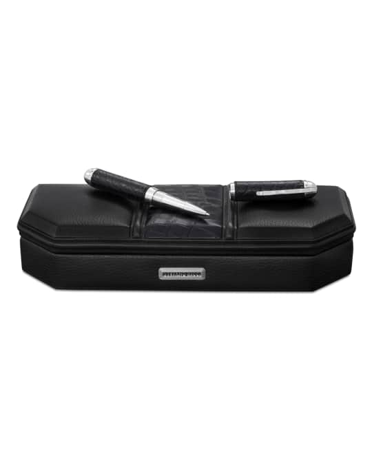 Stefano Ricci Leather %26 Crocodile Desktop Pen Case | Neiman Marcus