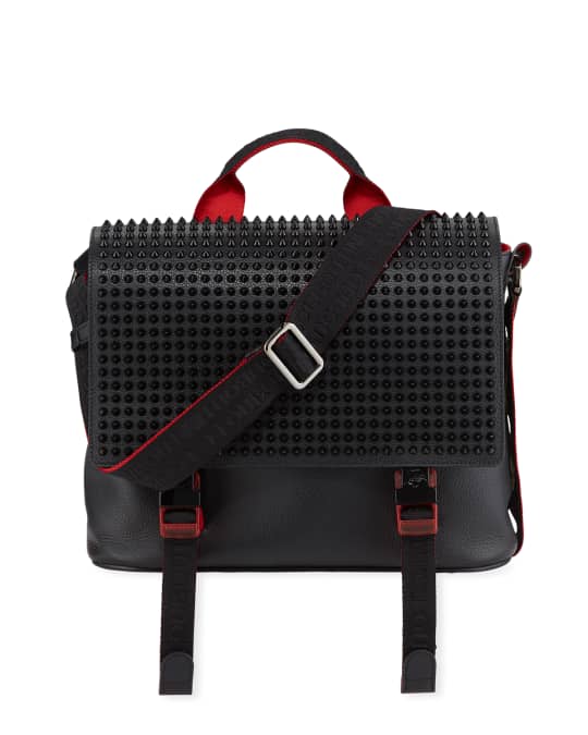 Christian Louboutin Men's Spike Leather Messenger Bag | Neiman Marcus